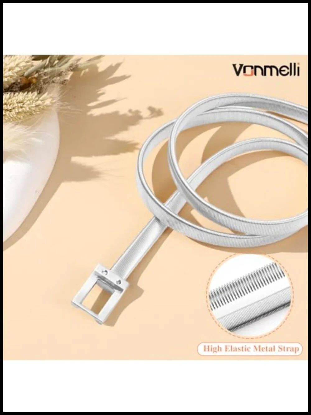 Women's Skinny Metal Cinch Belt, Stretch Thin Waist Belts for Dresses